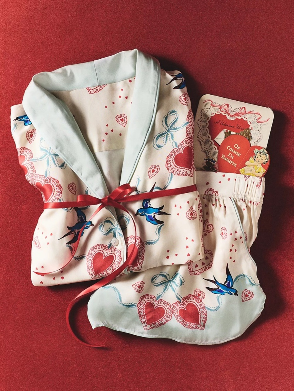 Anthropologie Lyrebird Valentine Silky Pajama Set